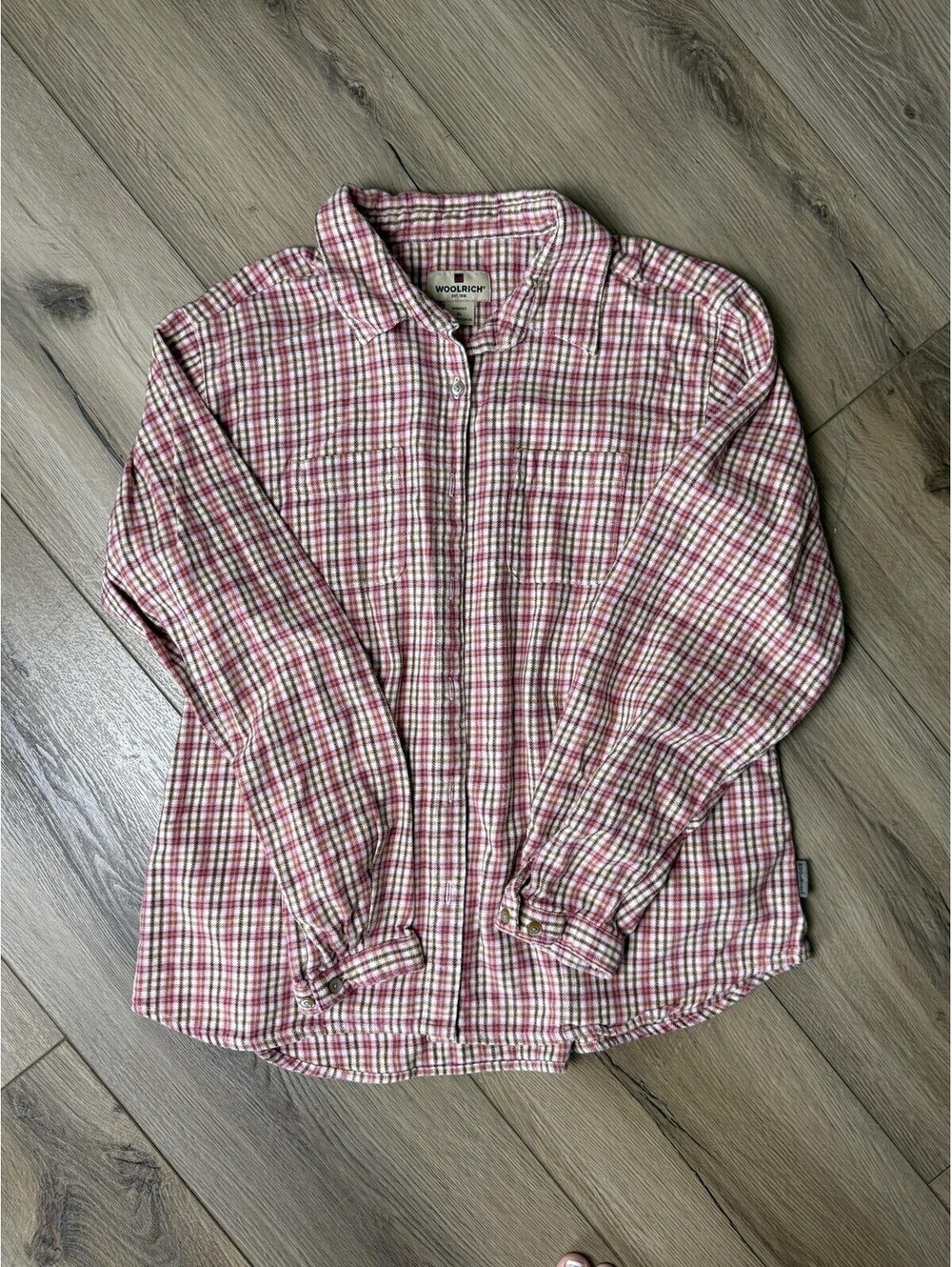 Woolrich VTGShirt Womens XL Pink Plaid Flannel Button Up Long Sleeve Fall Casual